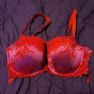 Savage X Fenty Vibrant Red and Purple Lace Bra